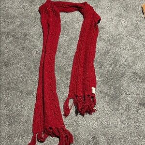 American Eagle Red Crocheted Scarf with Tassels